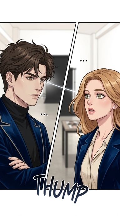 As Elara transitions between poses, her eyes momentarily meet Kian's across the room. There is a brief, charged moment of stillness as they lock gazes.